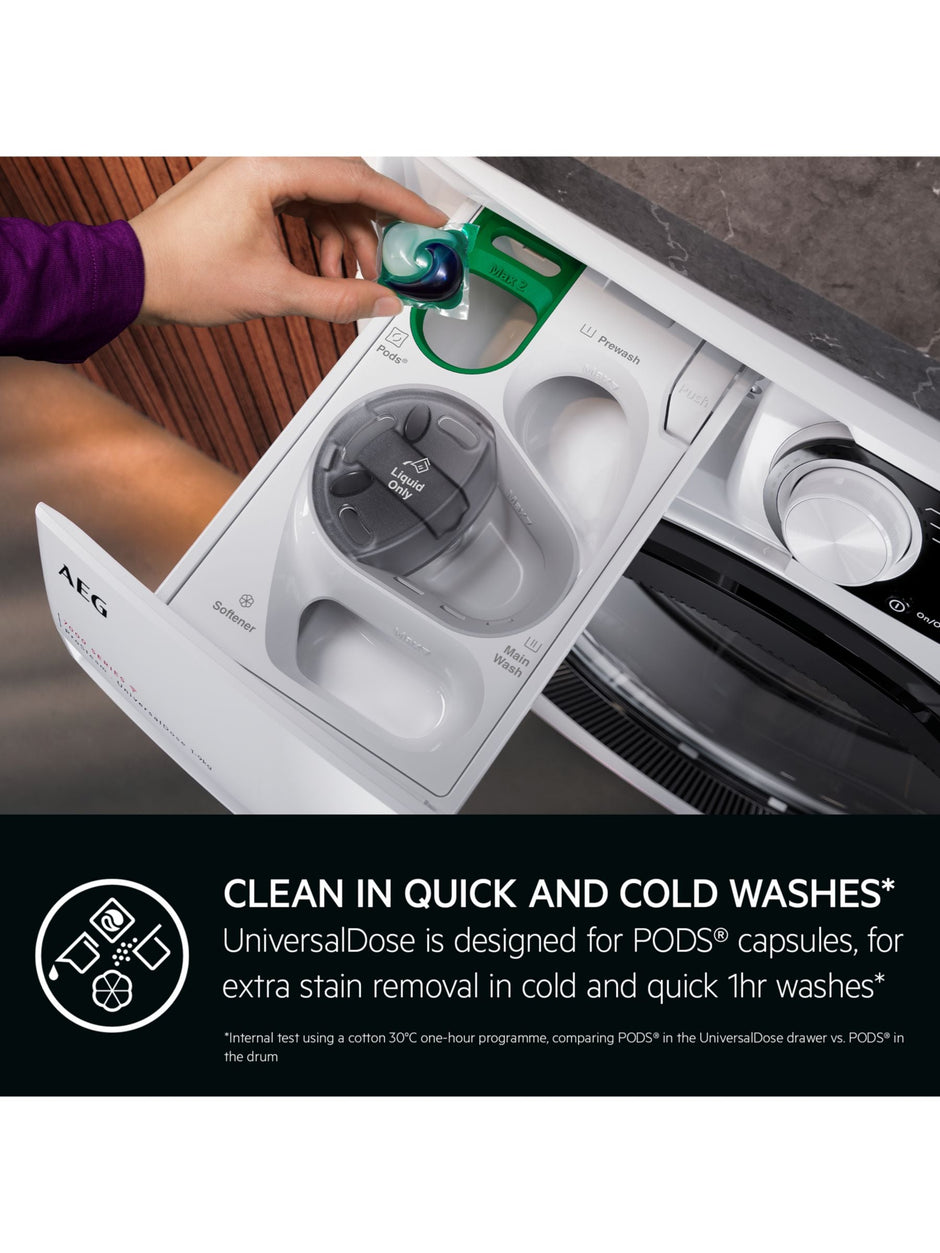 AEG 8000 LWR8516O5UD Freestanding Washer Dryer, 10Kg/6kg Load, 1600rpm Spin, White