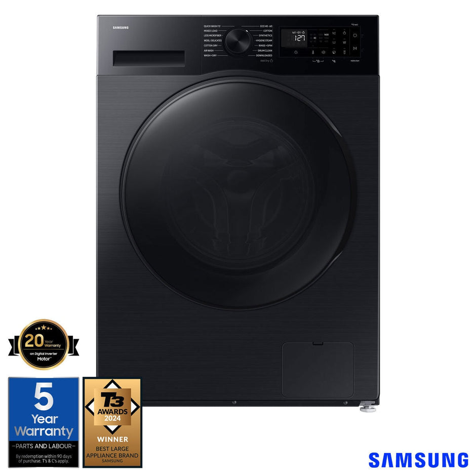 Samsung WD11DG5B15BBEU 11/6kg Washer Dryer, E Rated in Black