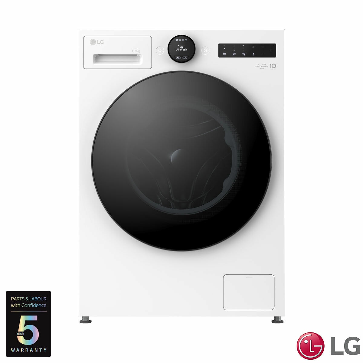 LG W4X7016TWB, 11kg/6kg Washer Dryer, E Rated in White