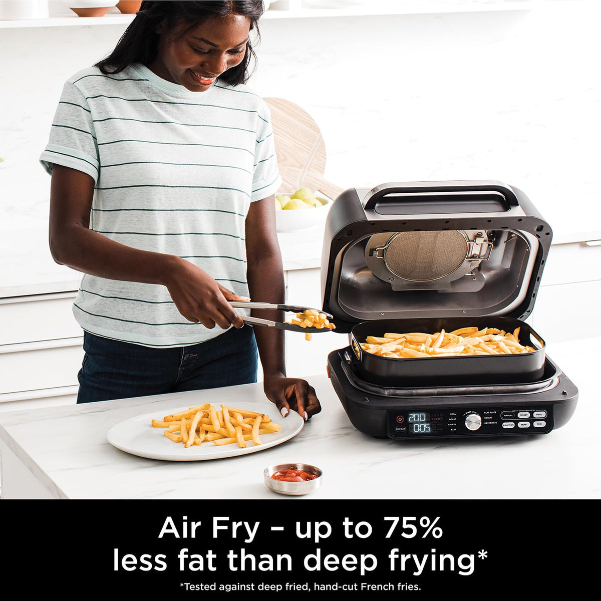 Ninja Foodi MAX PRO Health Grill, Flat Plate & Air Fryer 3.8L with Digital Cooking Probe, 7-in-1, Air Fry