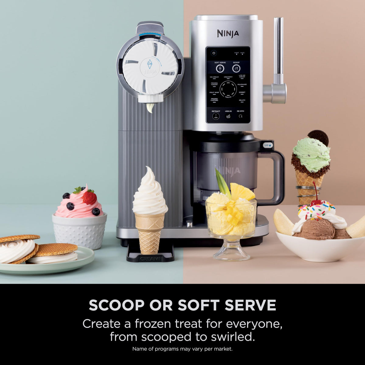 Ninja Swirl by CREAMi Soft Serve & Ice Cream Maker with 2x Tubs, 13 Functions, Makes Ice Cream
