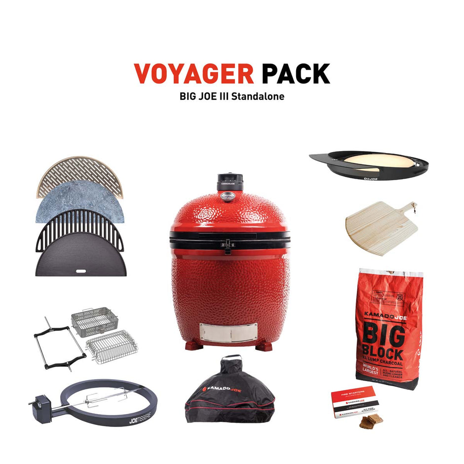 Kamado Joe Big Joe III Stand-Alone Charcoal Grill With Voyager Pack