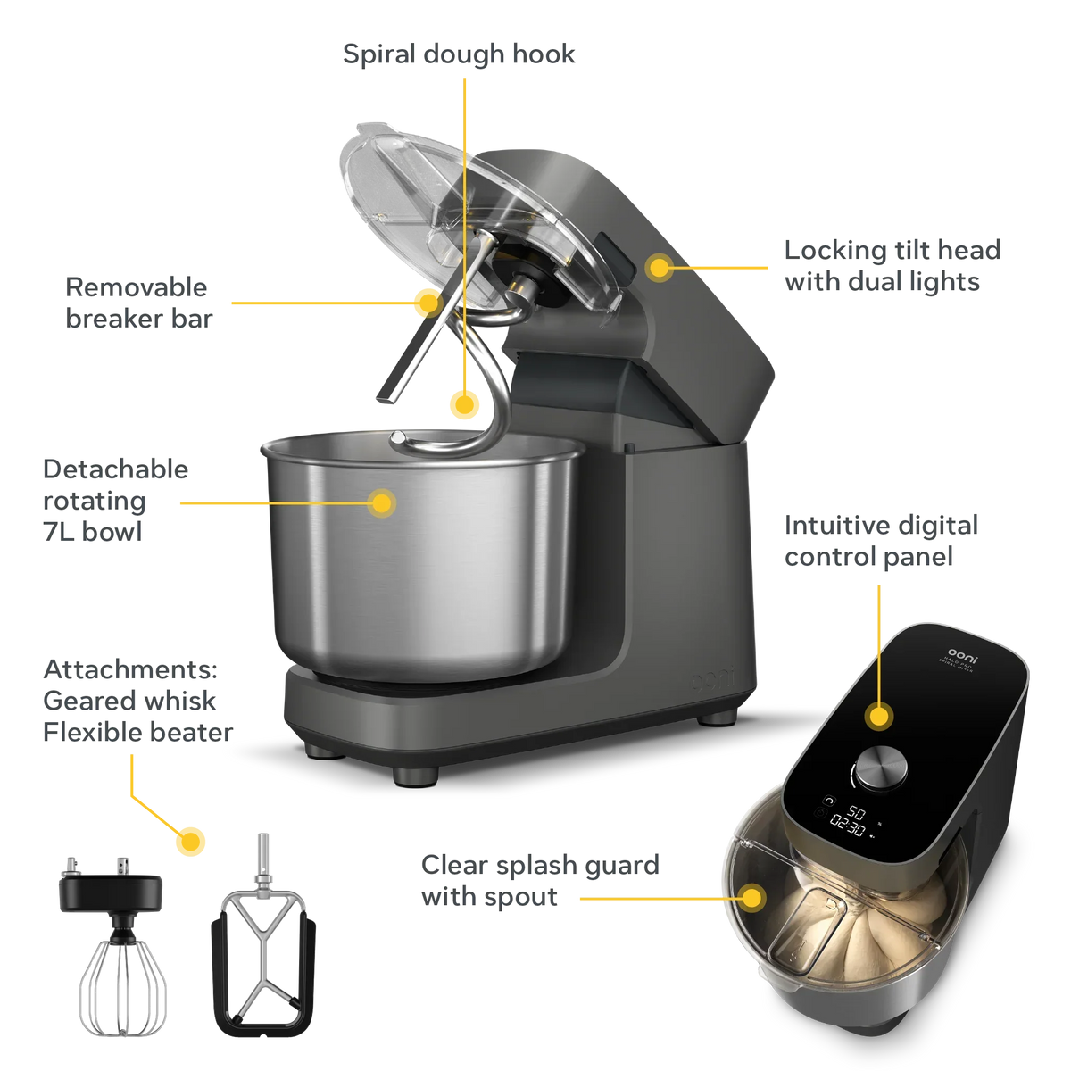 Ooni Halo Pro Spiral Mixer - Polar White
