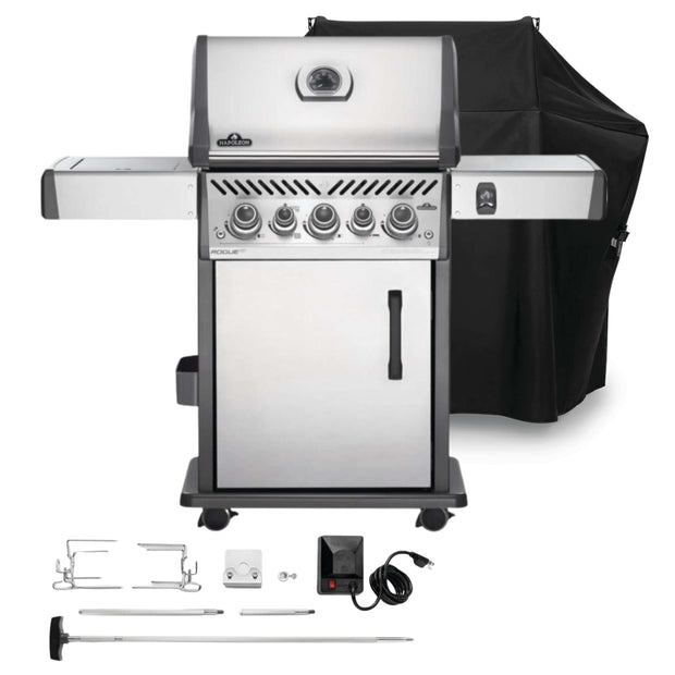 Napoleon Rogue SE 425 Stainless Steel Gas BBQ RSE425RSIBPSS-1 with Infrared Side Burner & Rear Burner | Free Cover & Rotisserie