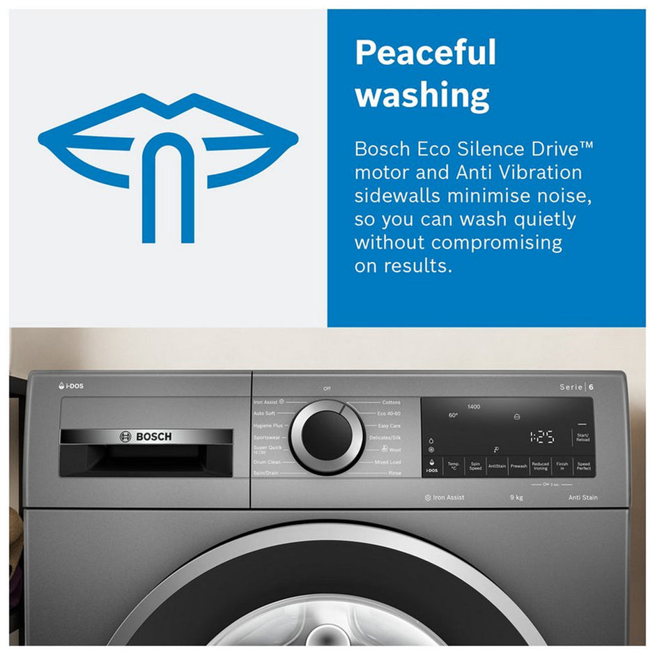 Bosch WGG244ZCGB Serie 6 9kg 1400 Spin Washing Machine Graphite