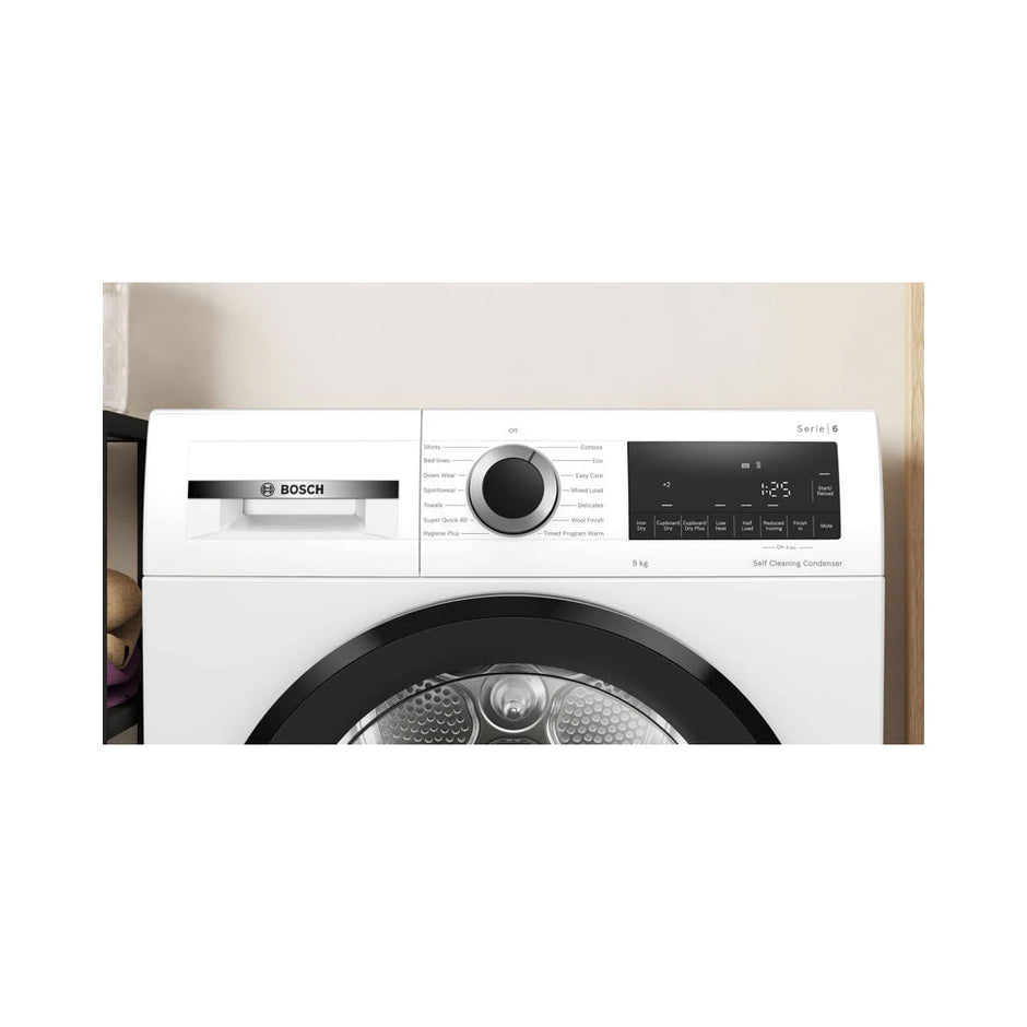Bosch WQG24502GB Series 6 9kg Heat Pump Tumble Dryer White - A+++ Rated