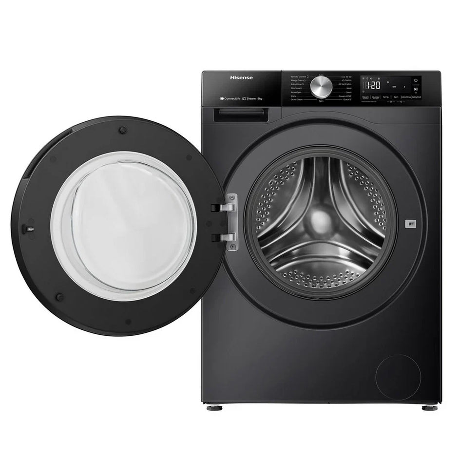 Hisense 3S Series WF3S8043BB3 WiFi-enabled 8kg 1400 Spin Washing Machine Black - A Rated