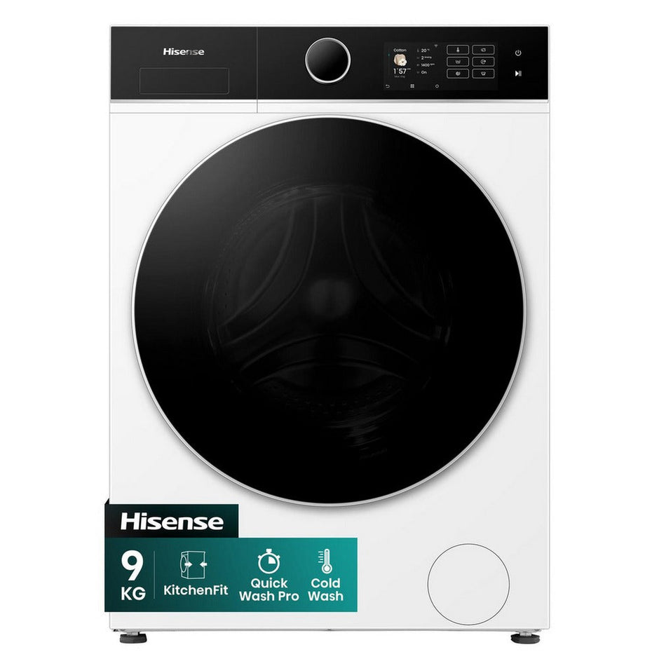 Hisense KitchenFit 5i Series WF5I9043BWFS 9kg 1400 Spin WiFi-enabled Freestanding Washing Machine White