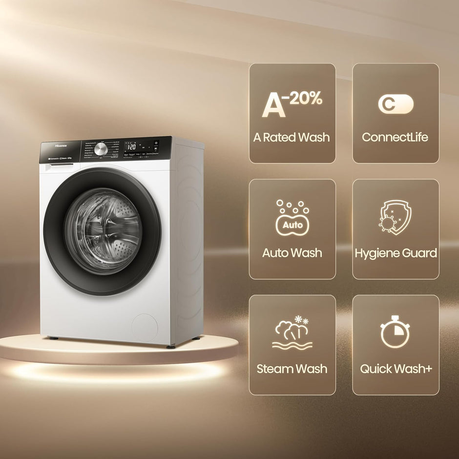 Hisense WD3S8043BW3 3S Series 8+5kg 1400 Spin WiFi-enabled Washer Dryer White