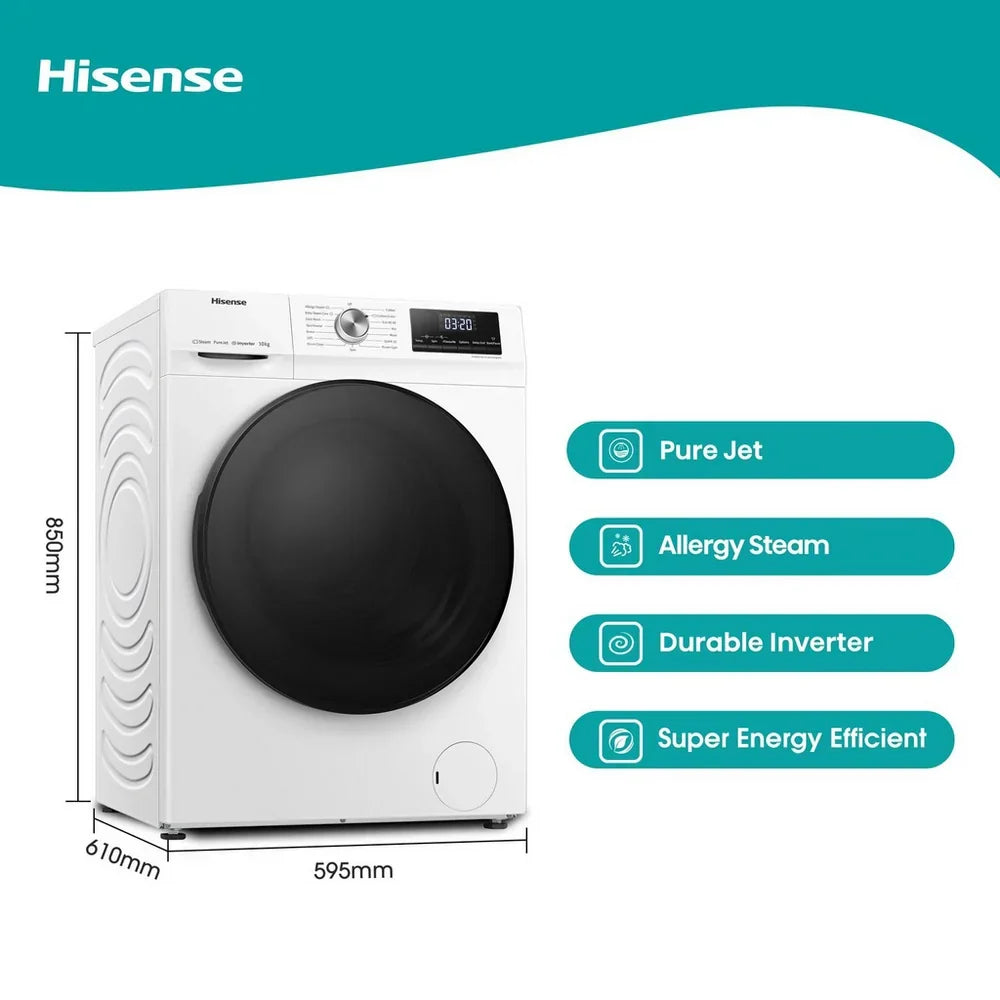 Hisense WFQA1014EVJM 3 Series 10 kg 1400 Spin Freestanding Front Load Washing Machine White