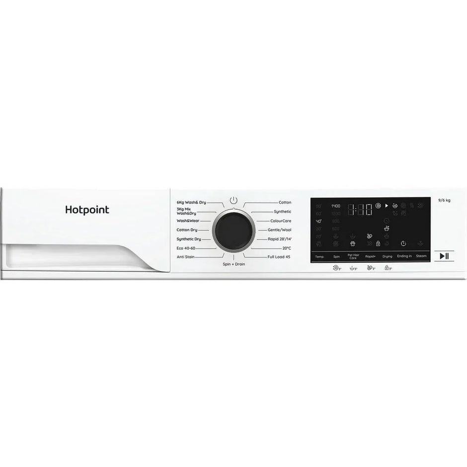 Hotpoint HBD9681ANTSTAIN 9+6kg 1400 Spin Freestanding Front Load Washer Dryer - White