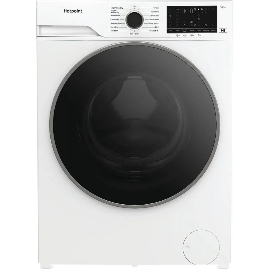 Hotpoint HBD9681ANTSTAIN 9+6kg 1400 Spin Freestanding Front Load Washer Dryer - White