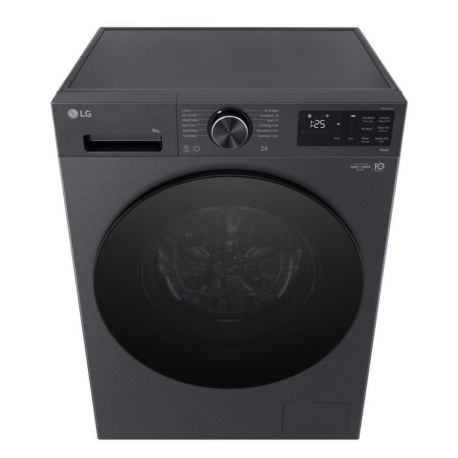 LG F2X50S9TBB 9kg 1200 Spin AI Direct Drive Freestanding Washing Machine Black