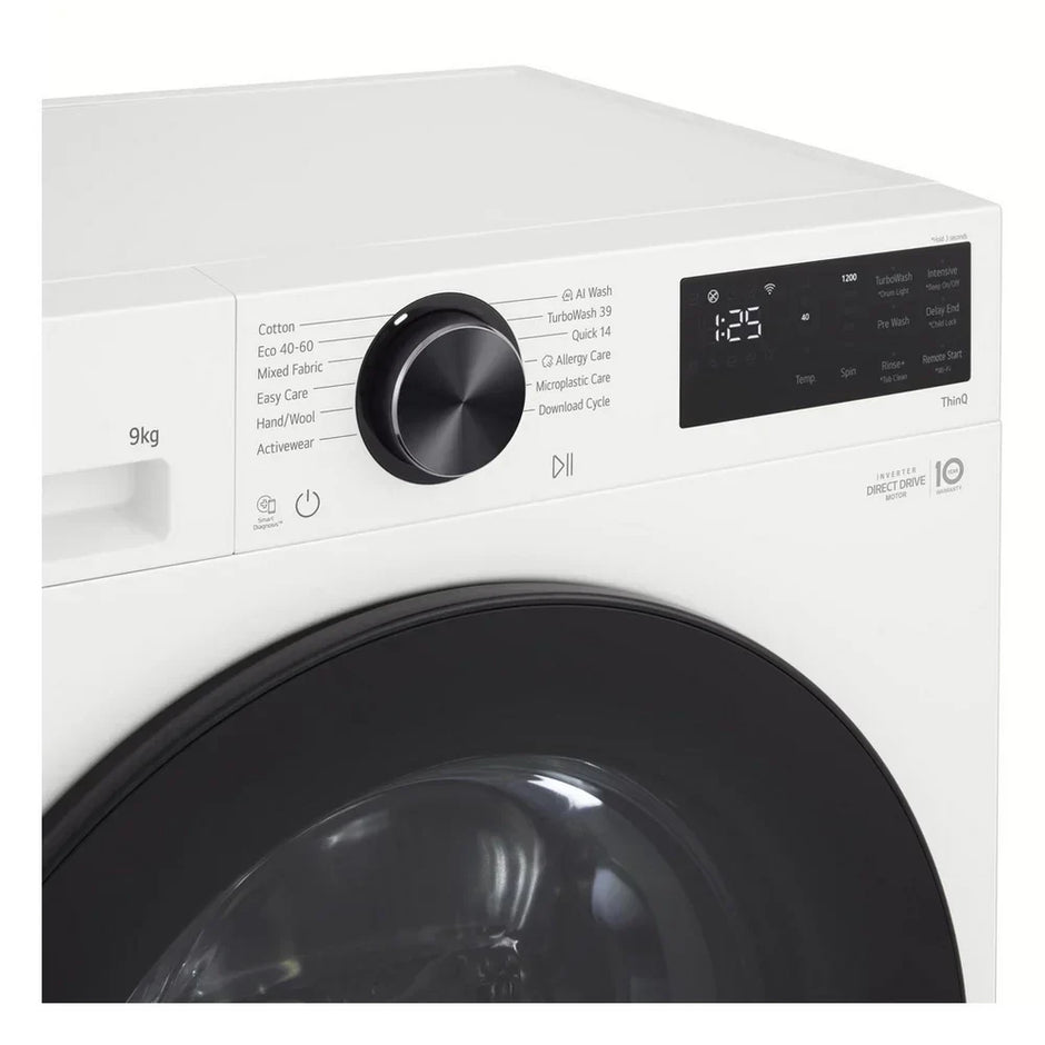 LG F2X50S9TWB VX50 Series 9kg 1200 Spin WiFi Enabled Front Load Washing Machine White - A Rated