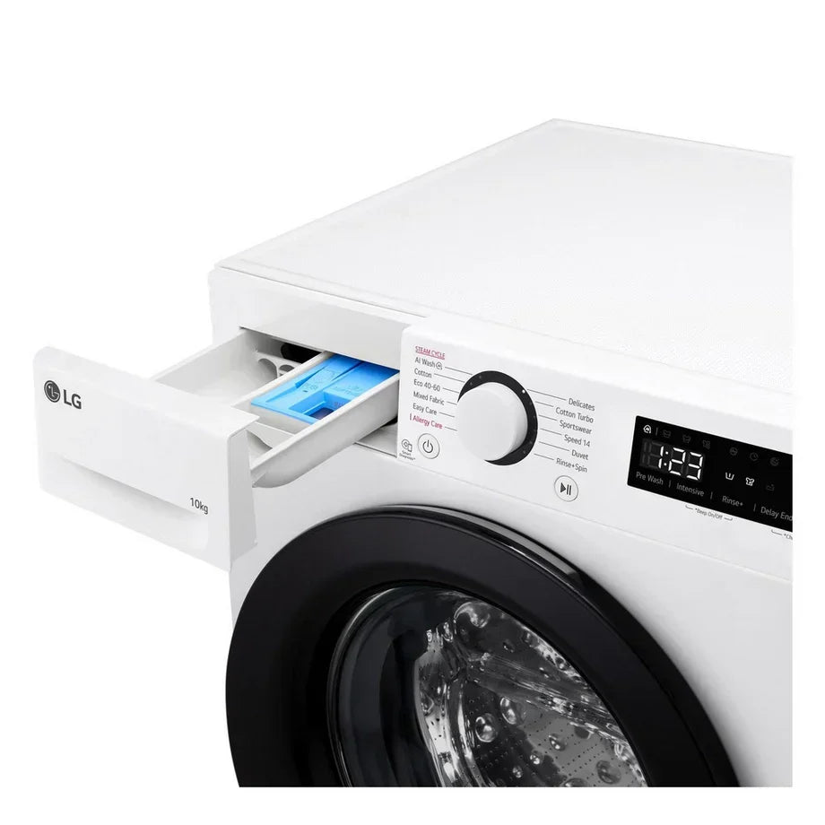 LG F4Y510WBLN1 Washing Machine Front Load 10 kg 1400 Spin White - Clearance