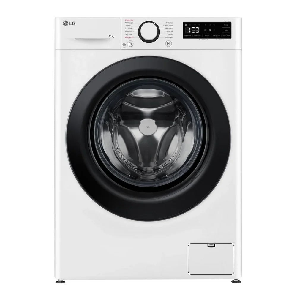 LG F4Y511WBLN1 11kg Steam 1400 Spin Freestanding Front Load Washing Machine White - A Rated