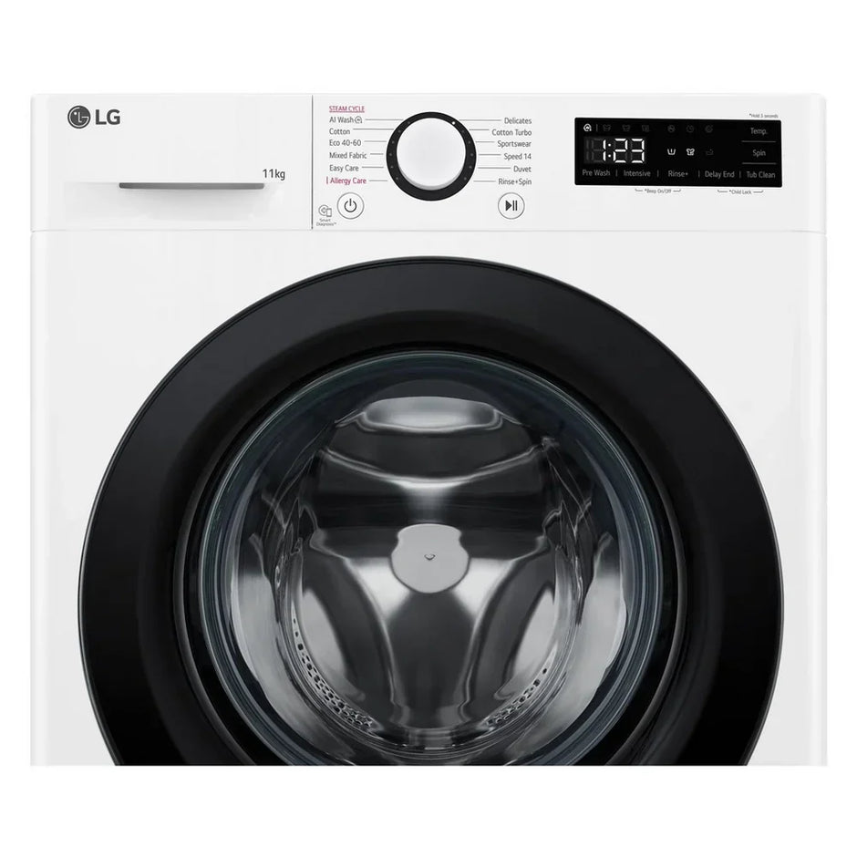 LG F4Y511WBLN1 11kg Steam 1400 Spin Freestanding Front Load Washing Machine White - A Rated