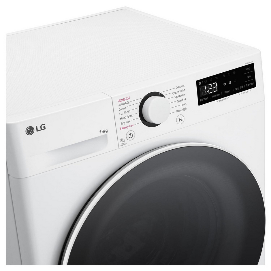 LG F4Y513WWLN1 13kg 1400 Spin AI Direct Drive Freestanding Washing Machine White