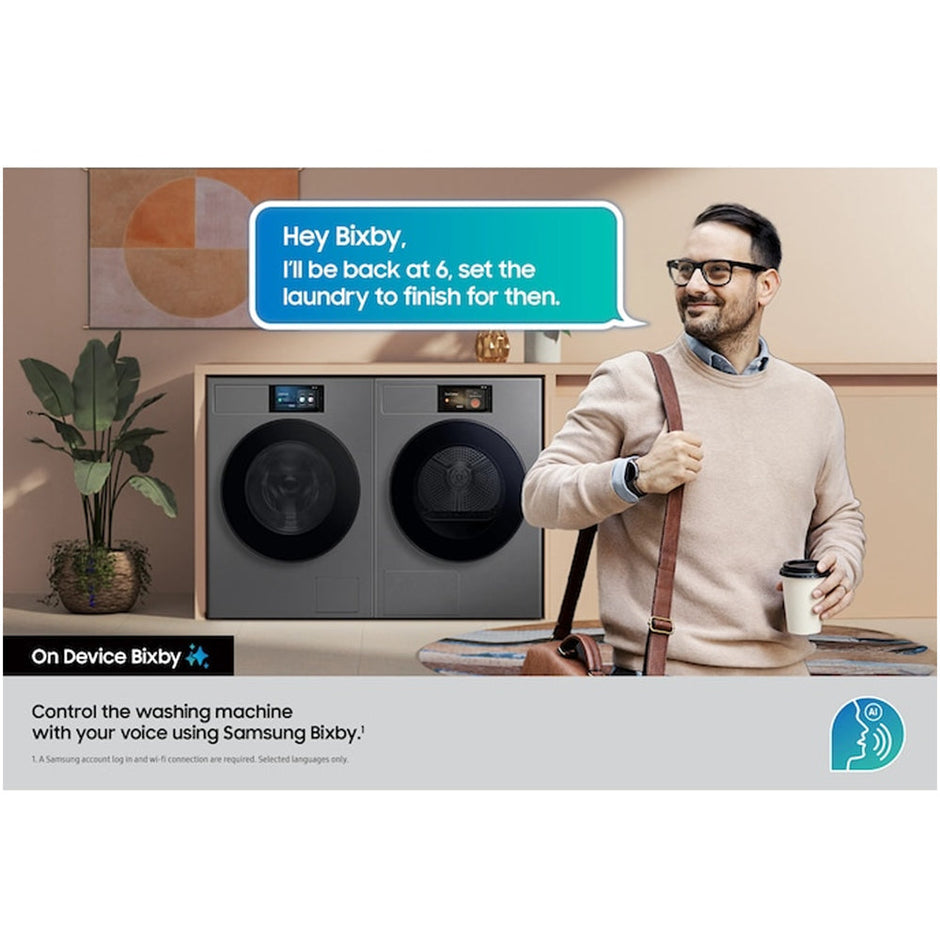 Samsung Series 9 DV90F09F4SU1 with AI Home 9kg Heat Pump Tumble Dryer Dark Steel