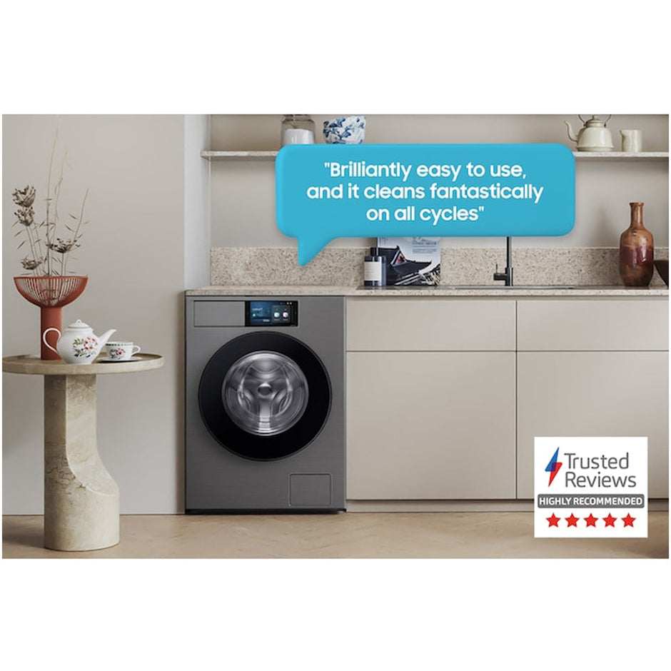Samsung Series 9 WF90F09C4SU1 Bespoke AI Home 9kg 1400 Spin Smart Washing Machine Dark Steel