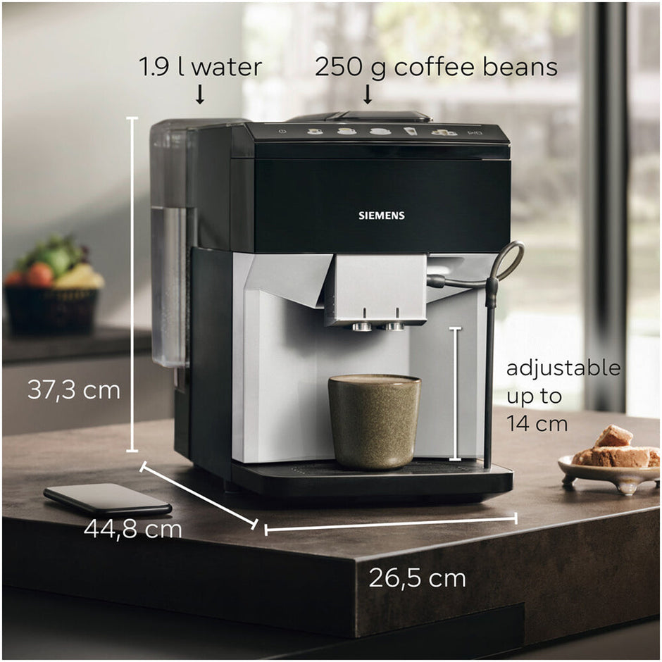 Siemens TP515GB1 EQ500 Bean to cup coffee machine Black Silver