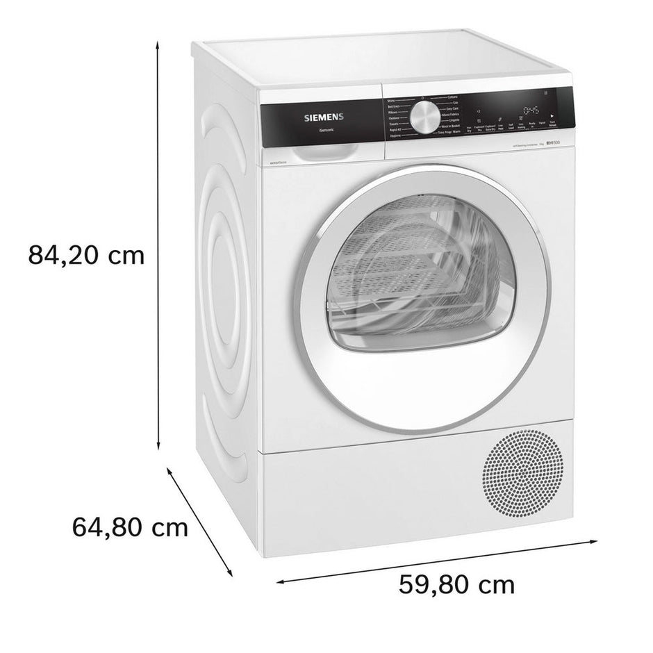 Siemens WQ45G202GB 9kg iQ500 Freestanding Heat Pump Tumble Dryer - A+++ Rated