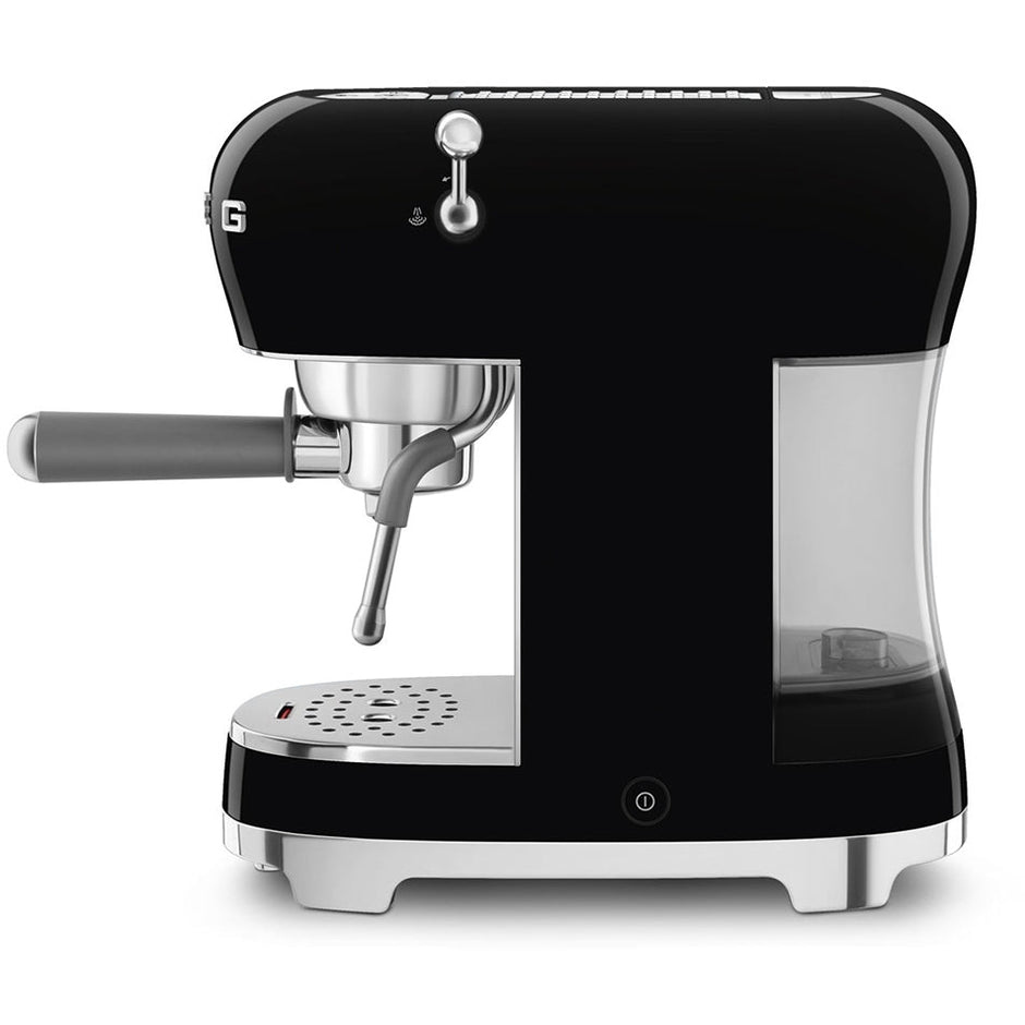 Smeg ECF02BLUK 50s Retro Style Espresso Coffee Machine with Steam Wand Black