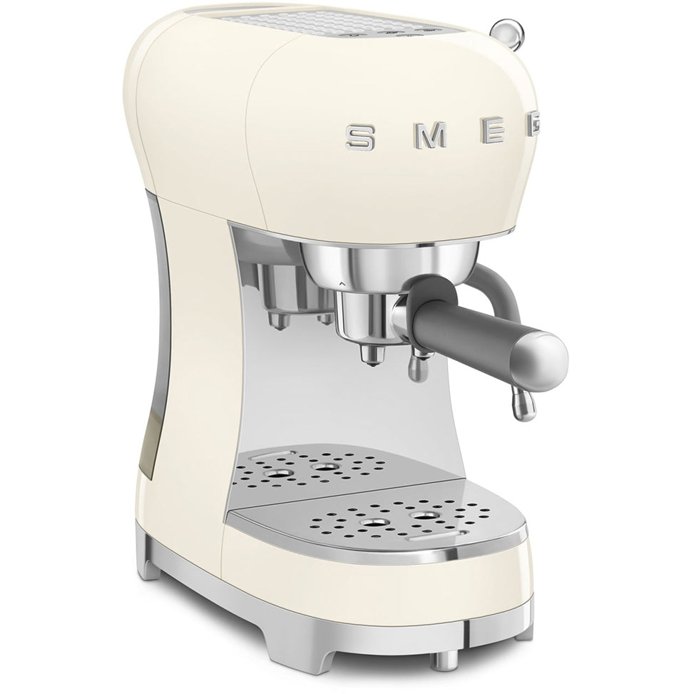 Smeg ECF02CRUK 50s Retro Style Espresso Coffee Machine with Steam Wand Cream