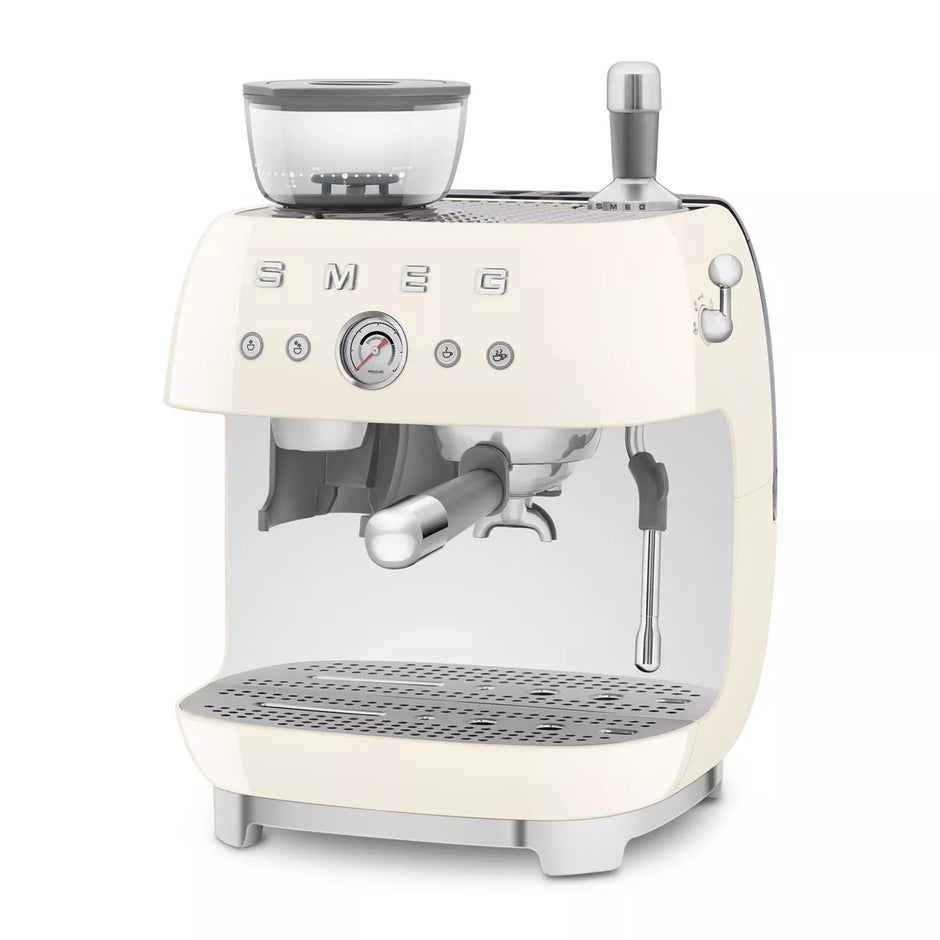 Smeg EGF03CRUK Retro Espresso Coffee Machine with Grinder in Cream