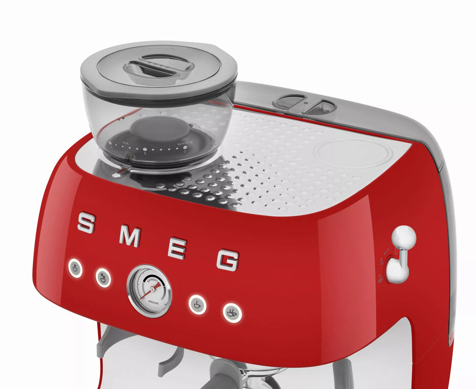 Smeg EGF03RDUK Retro Espresso Coffee Machine with Grinder in Red