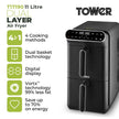 Tower T17190 Vortx 11L Dual Layer Air Fryer - Black with Chrome Trim